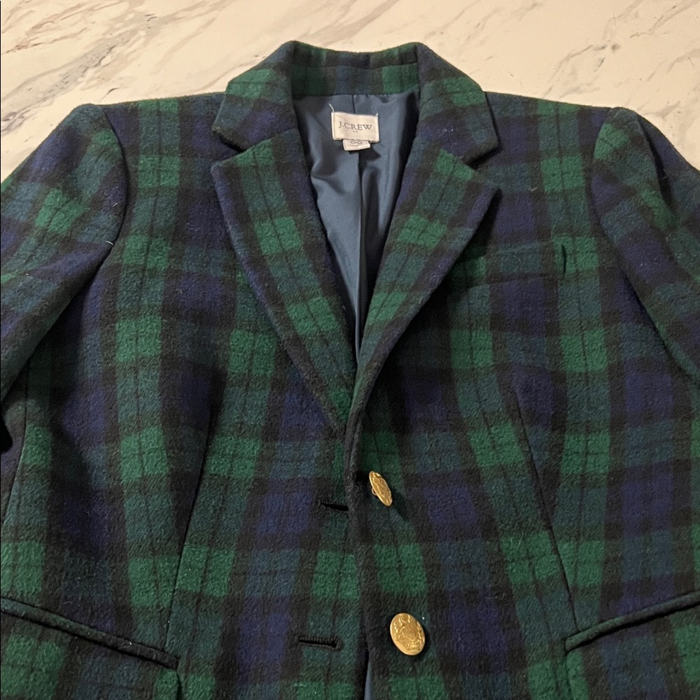 Pendleton Green and Blue Plaid Blazer with Gold Accents